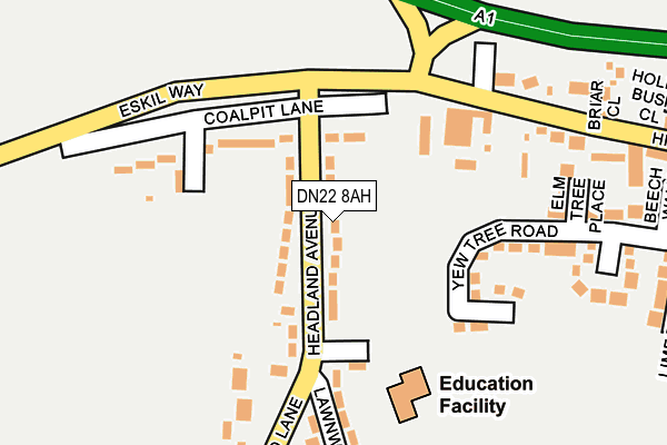 DN22 8AH map - OS OpenMap – Local (Ordnance Survey)