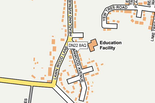 DN22 8AQ map - OS OpenMap – Local (Ordnance Survey)