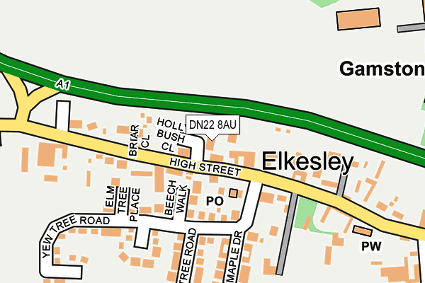 DN22 8AU map - OS OpenMap – Local (Ordnance Survey)