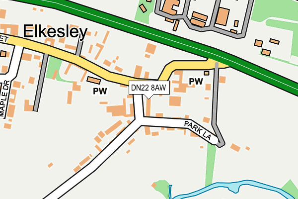 DN22 8AW map - OS OpenMap – Local (Ordnance Survey)