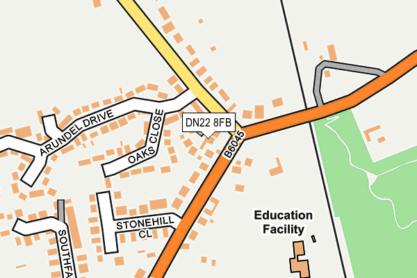 DN22 8FB map - OS OpenMap – Local (Ordnance Survey)