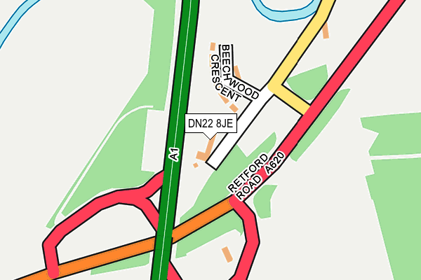 DN22 8JE map - OS OpenMap – Local (Ordnance Survey)