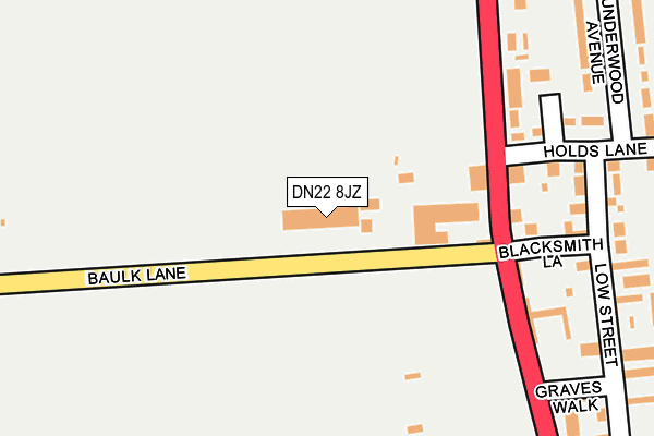 DN22 8JZ map - OS OpenMap – Local (Ordnance Survey)
