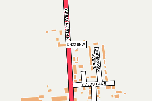 DN22 8NW map - OS OpenMap – Local (Ordnance Survey)