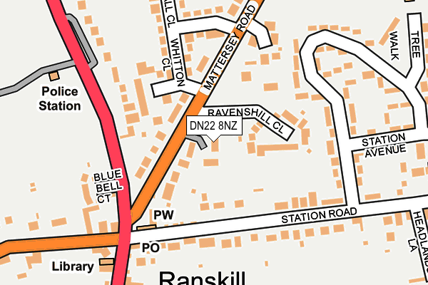 DN22 8NZ map - OS OpenMap – Local (Ordnance Survey)