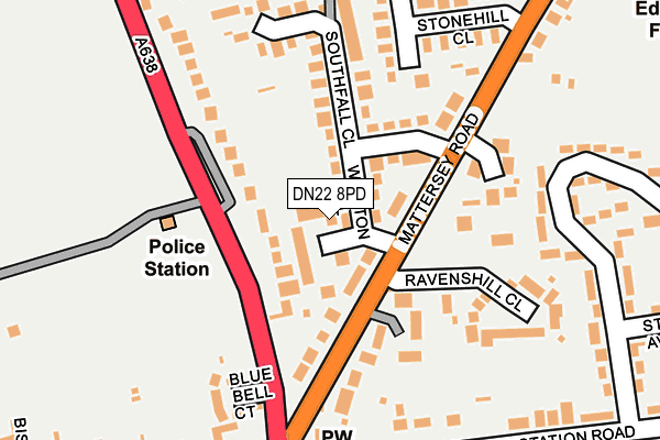 DN22 8PD map - OS OpenMap – Local (Ordnance Survey)