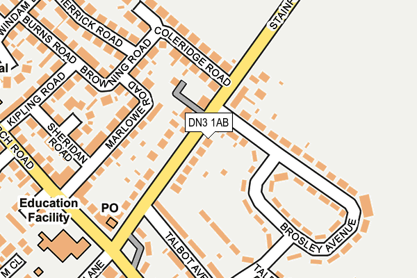 DN3 1AB map - OS OpenMap – Local (Ordnance Survey)