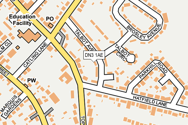 DN3 1AE map - OS OpenMap – Local (Ordnance Survey)