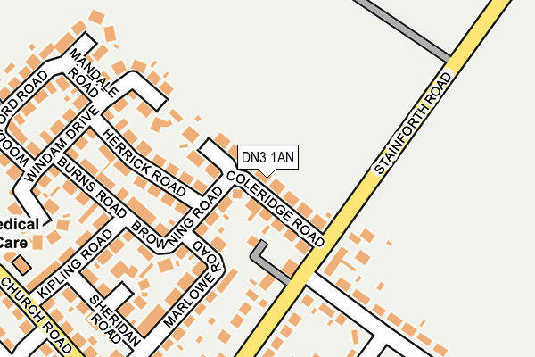 DN3 1AN map - OS OpenMap – Local (Ordnance Survey)