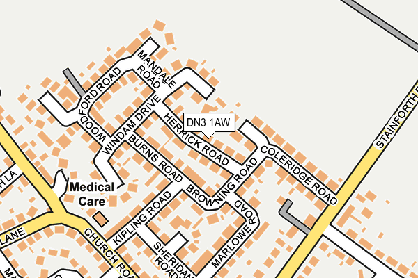 DN3 1AW map - OS OpenMap – Local (Ordnance Survey)