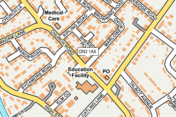 DN3 1AX map - OS OpenMap – Local (Ordnance Survey)