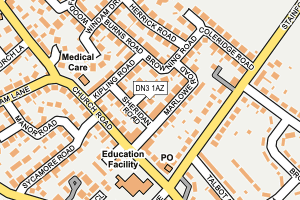 DN3 1AZ map - OS OpenMap – Local (Ordnance Survey)