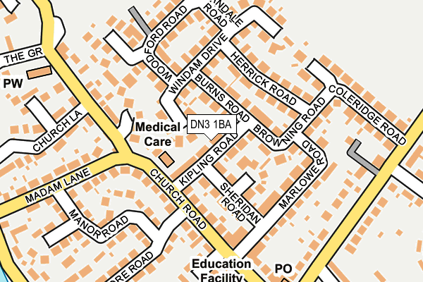 DN3 1BA map - OS OpenMap – Local (Ordnance Survey)