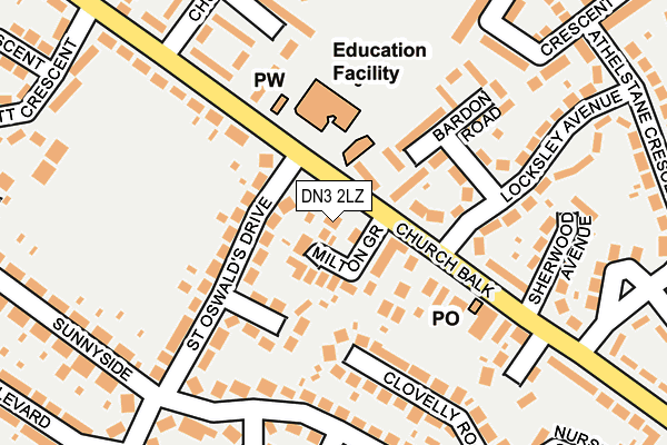 DN3 2LZ map - OS OpenMap – Local (Ordnance Survey)