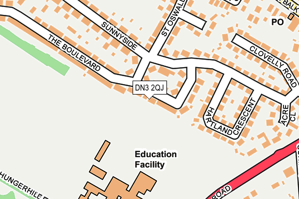 DN3 2QJ map - OS OpenMap – Local (Ordnance Survey)