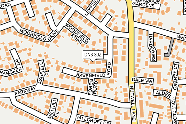 DN3 3JZ map - OS OpenMap – Local (Ordnance Survey)