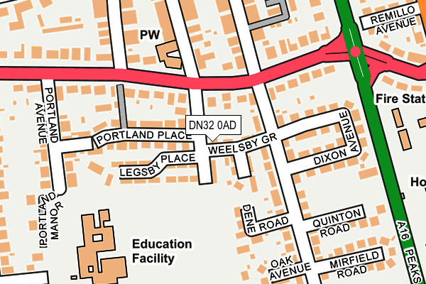 DN32 0AD map - OS OpenMap – Local (Ordnance Survey)