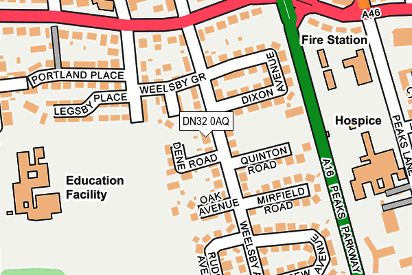 DN32 0AQ map - OS OpenMap – Local (Ordnance Survey)