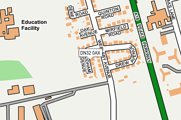 DN32 0AX map - OS OpenMap – Local (Ordnance Survey)