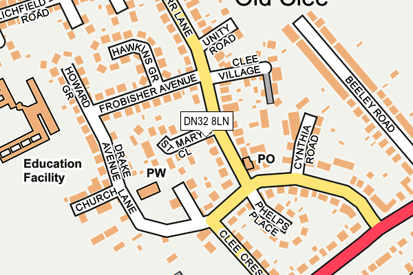 DN32 8LN map - OS OpenMap – Local (Ordnance Survey)