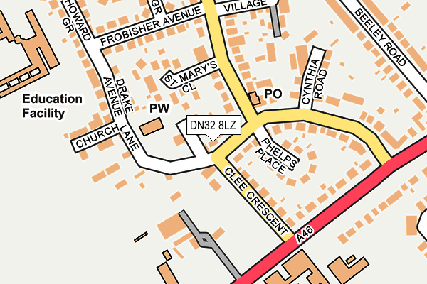 DN32 8LZ map - OS OpenMap – Local (Ordnance Survey)