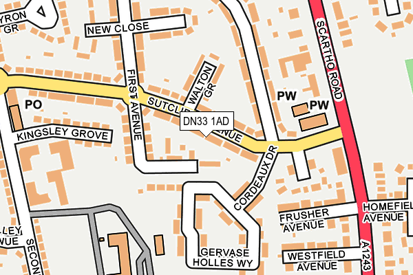 DN33 1AD map - OS OpenMap – Local (Ordnance Survey)