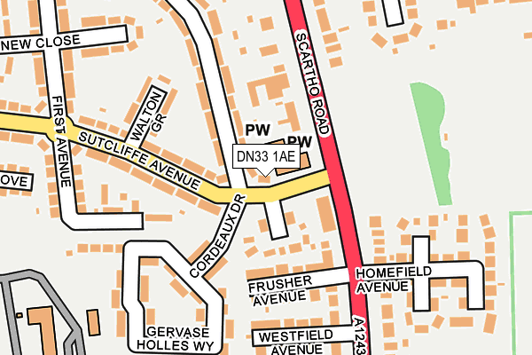 DN33 1AE map - OS OpenMap – Local (Ordnance Survey)