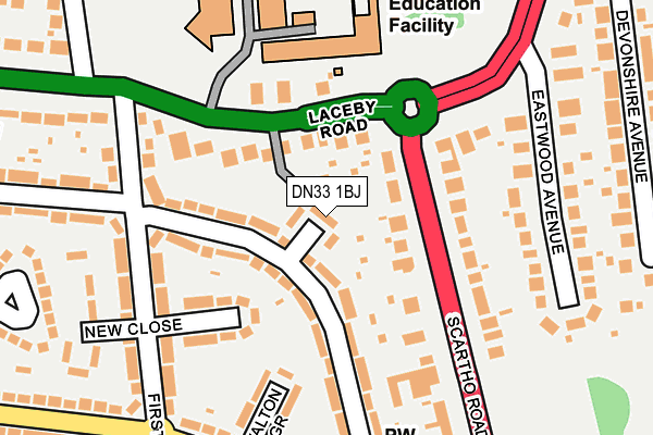 DN33 1BJ map - OS OpenMap – Local (Ordnance Survey)