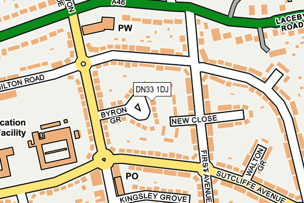 DN33 1DJ map - OS OpenMap – Local (Ordnance Survey)