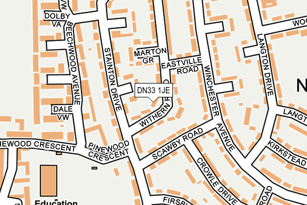 DN33 1JE map - OS OpenMap – Local (Ordnance Survey)