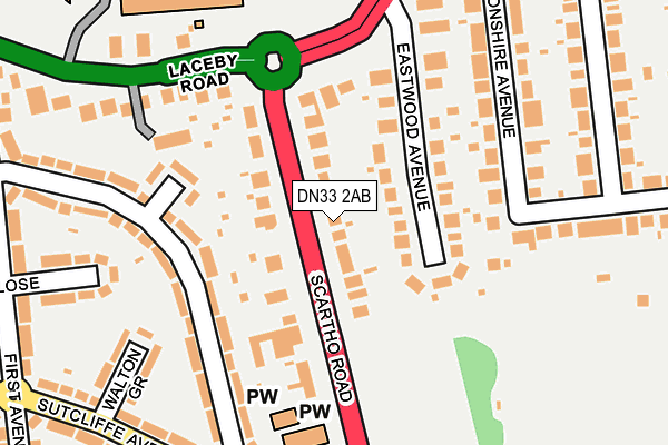 DN33 2AB map - OS OpenMap – Local (Ordnance Survey)