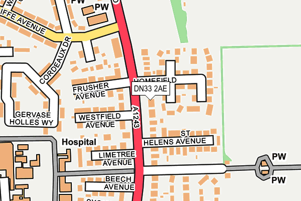DN33 2AE map - OS OpenMap – Local (Ordnance Survey)