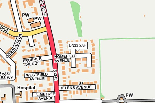DN33 2AF map - OS OpenMap – Local (Ordnance Survey)