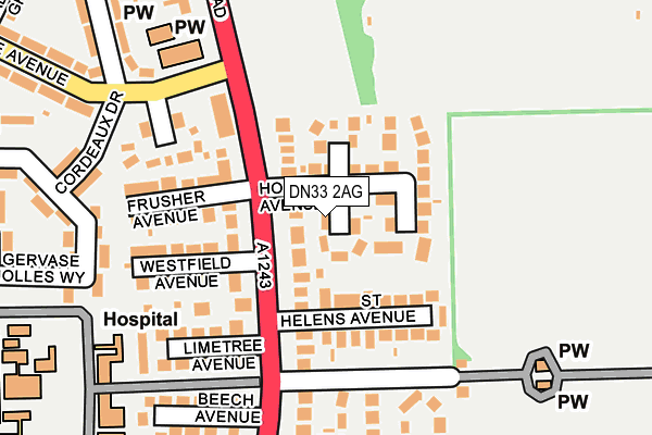 DN33 2AG map - OS OpenMap – Local (Ordnance Survey)