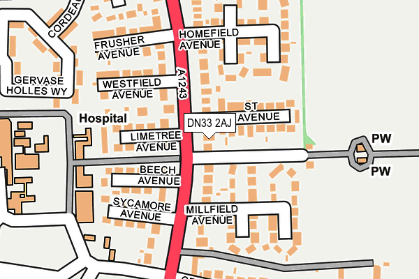 DN33 2AJ map - OS OpenMap – Local (Ordnance Survey)