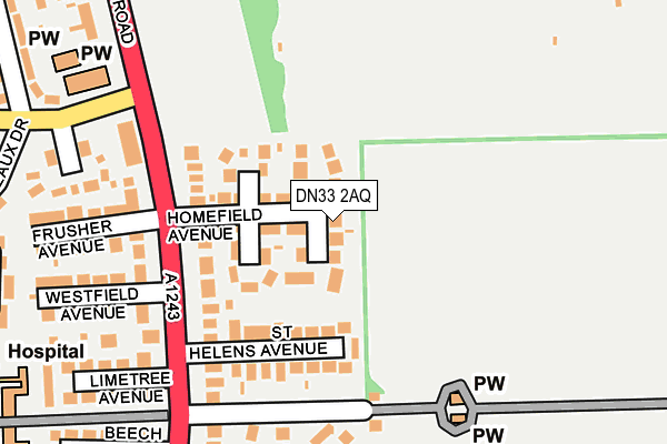 DN33 2AQ map - OS OpenMap – Local (Ordnance Survey)