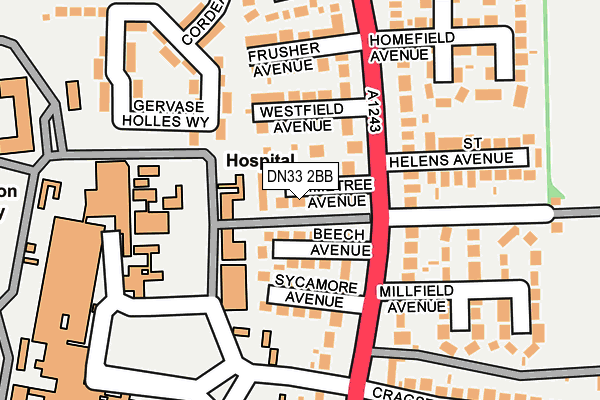 DN33 2BB map - OS OpenMap – Local (Ordnance Survey)