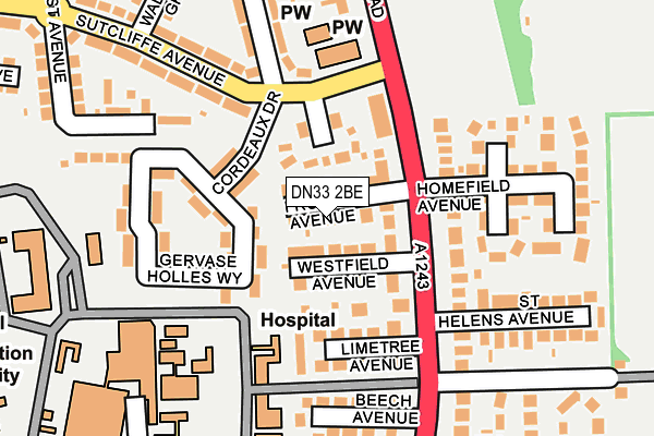 DN33 2BE map - OS OpenMap – Local (Ordnance Survey)
