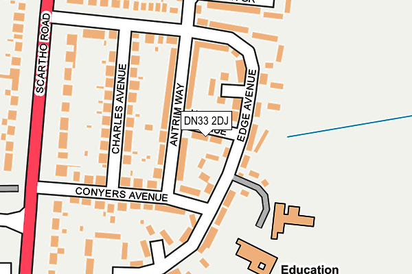 DN33 2DJ map - OS OpenMap – Local (Ordnance Survey)
