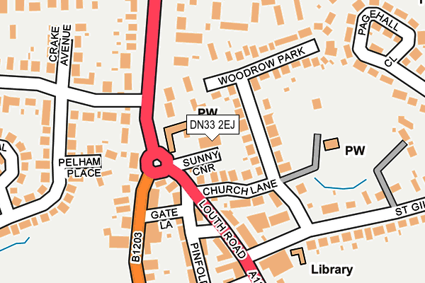 DN33 2EJ map - OS OpenMap – Local (Ordnance Survey)