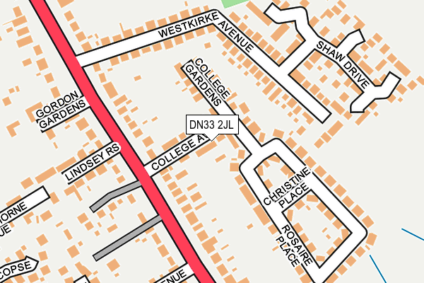 DN33 2JL map - OS OpenMap – Local (Ordnance Survey)