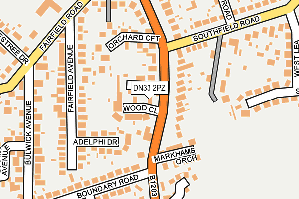 DN33 2PZ map - OS OpenMap – Local (Ordnance Survey)