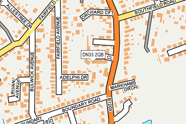 DN33 2QB map - OS OpenMap – Local (Ordnance Survey)