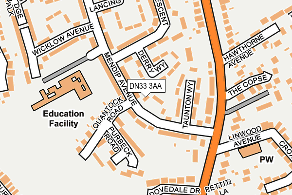 DN33 3AA map - OS OpenMap – Local (Ordnance Survey)