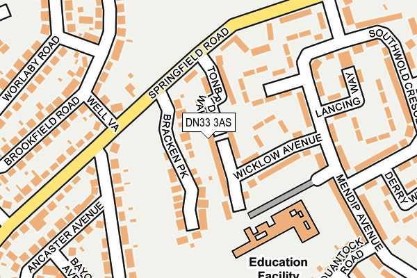 DN33 3AS map - OS OpenMap – Local (Ordnance Survey)