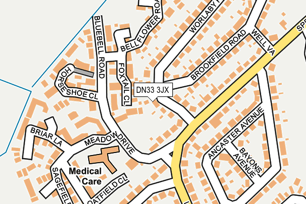 DN33 3JX map - OS OpenMap – Local (Ordnance Survey)