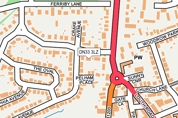 DN33 3LZ map - OS OpenMap – Local (Ordnance Survey)