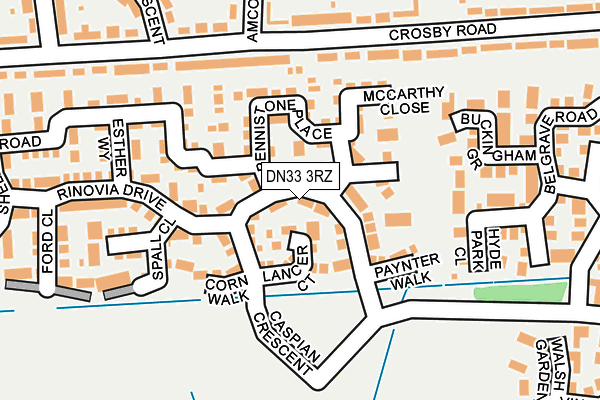 DN33 3RZ map - OS OpenMap – Local (Ordnance Survey)