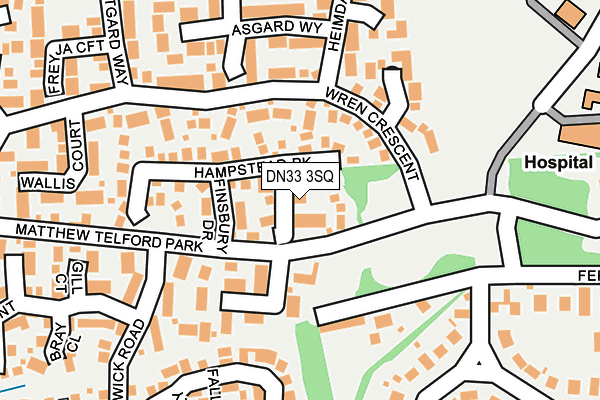 DN33 3SQ map - OS OpenMap – Local (Ordnance Survey)