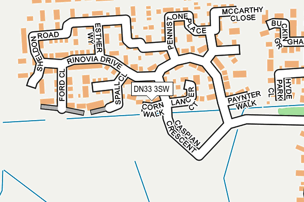 DN33 3SW map - OS OpenMap – Local (Ordnance Survey)